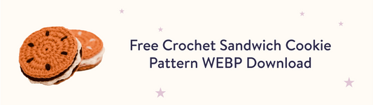 Free crochet sandwich cookie pattern with adorable crocheted sandwich cookies in brown and cream colors
