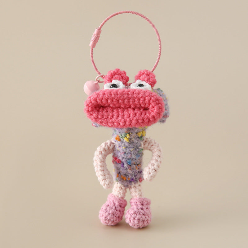 Alphabet Amigos Keychains Handmade Monogram Charms crocheted colorful character keychain with pink lips and boots