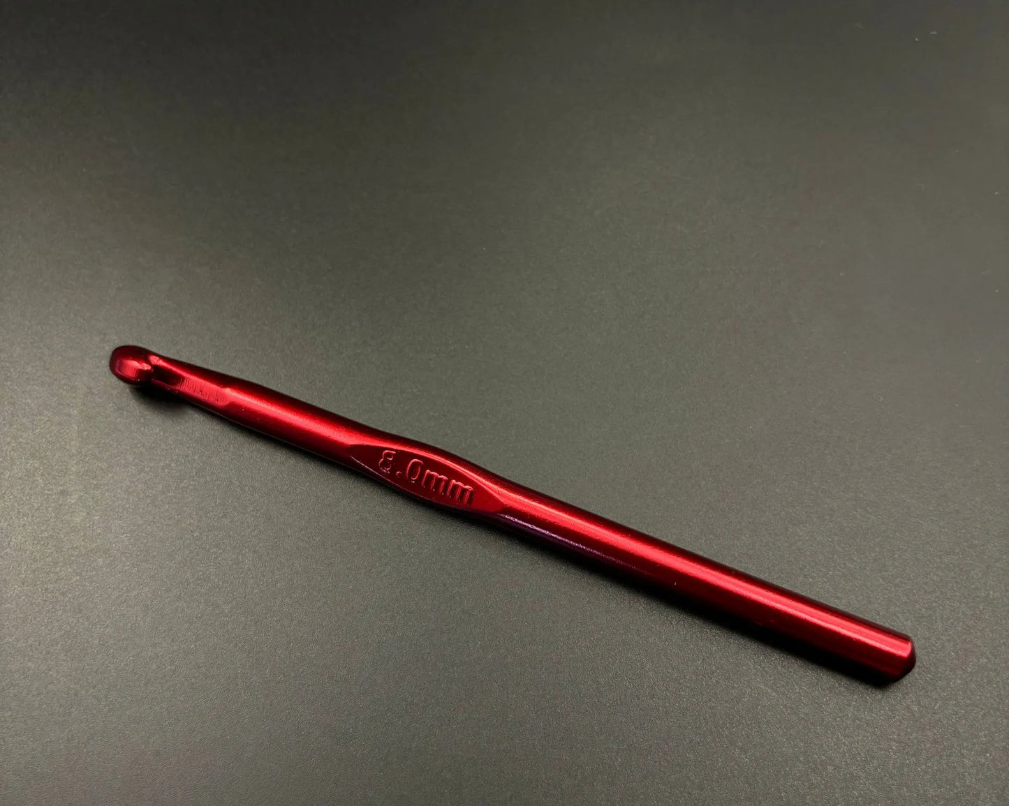 Red 5.0mm crochet hook from the rainbow aluminum crochet hooks set for knitting and crafting