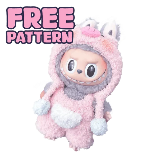 Free-17cm collectible doll clothes crochet colorful outfit on small plush doll with hat and accessories
