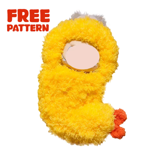 Yellow crochet fried shrimp plush with red tail using FREE|crochet fried shrimp plush pattern