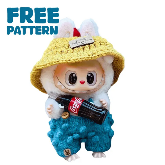 FREE｜Crochet WhimsyDoll Overalls & Bucket Hat Set Pattern | Pom - Pom Textured Outfit