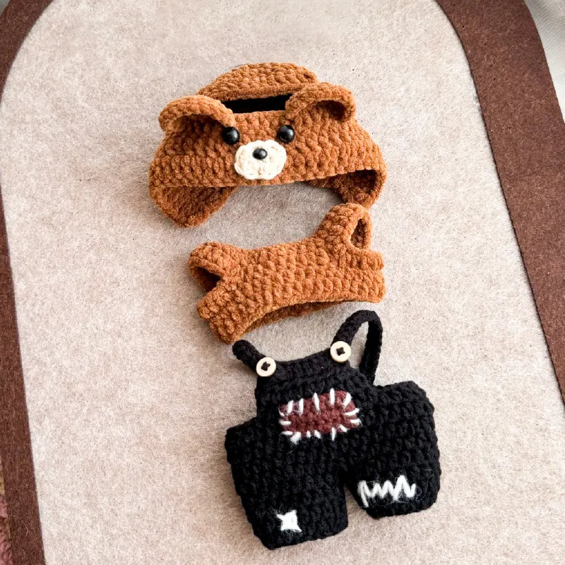 Crochet Bear-Themed Outfit Pattern for Plush Dolls