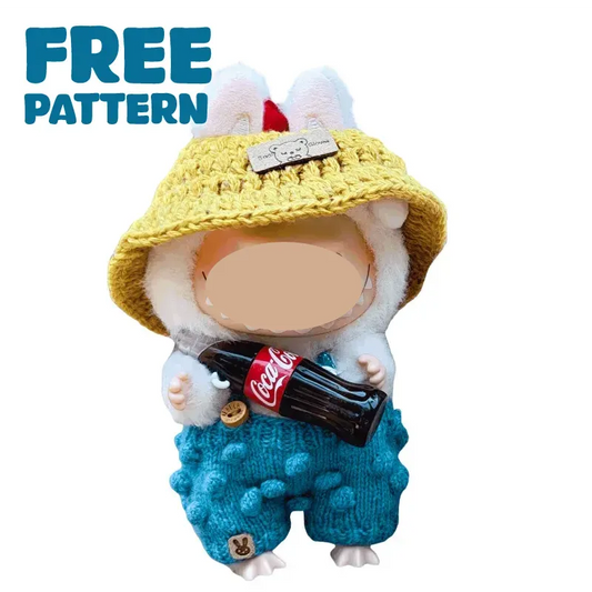 FREE｜Crochet WhimsyDoll Overalls & Bucket Hat Set Pattern | Pom - Pom Textured Outfit